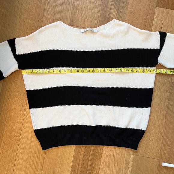 Simons Contemporaine Black & White Striped Cotton Sweater - Picture 7 of 8